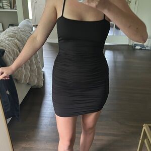 Black Ruched Bodycon Mini Dress